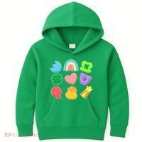 Cute St Patricks Day Marshmallow Shapes Kids Hoodie thumb 0