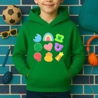 Cute St Patricks Day Marshmallow Shapes Kids Hoodie thumb 2