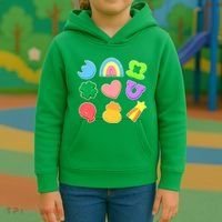 Cute St Patricks Day Marshmallow Shapes Kids Hoodie thumb 3