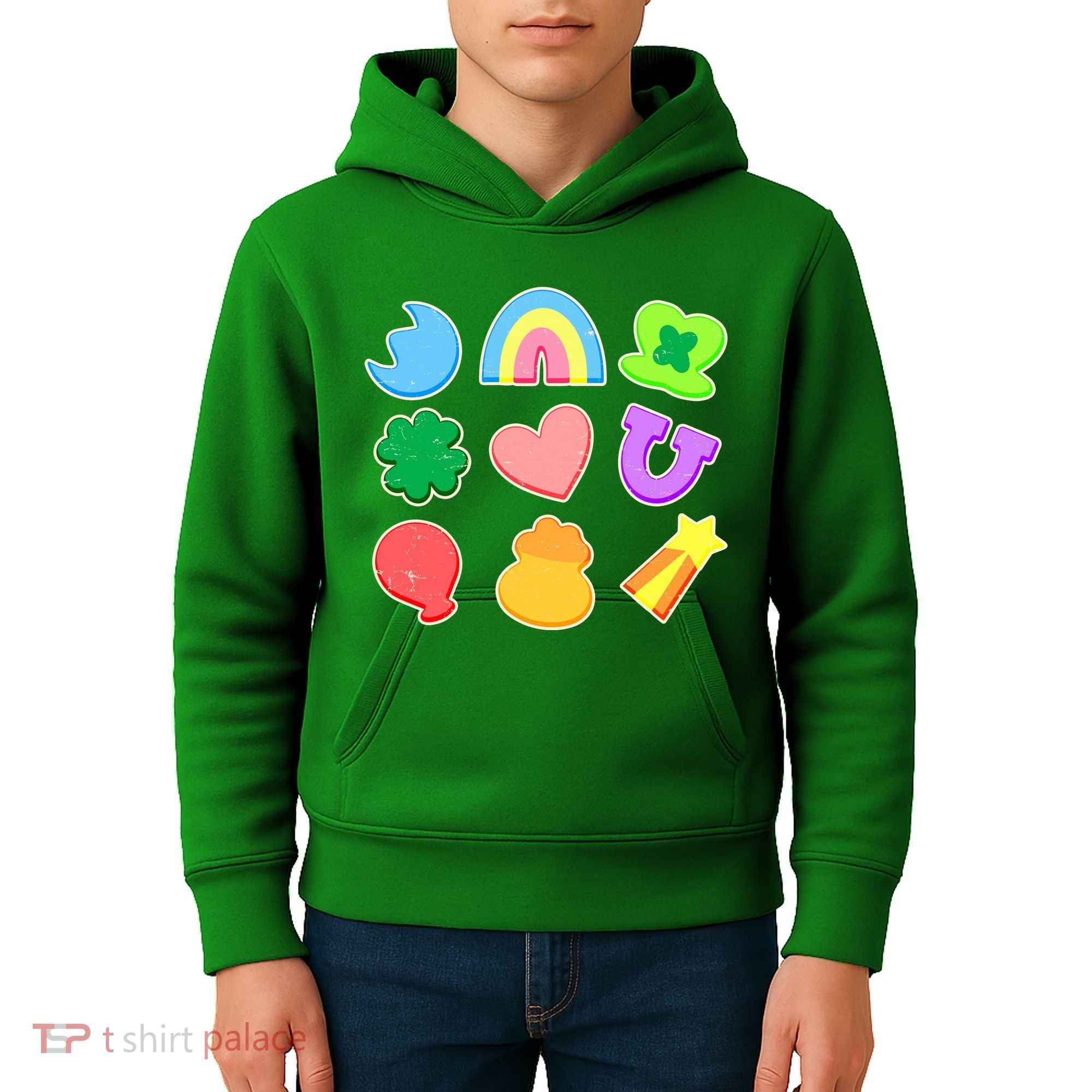 Cute St Patricks Day Marshmallow Shapes Kids Hoodie