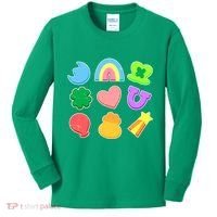 Cute St Patricks Day Marshmallow Shapes Kids Long Sleeve Shirt thumb 0