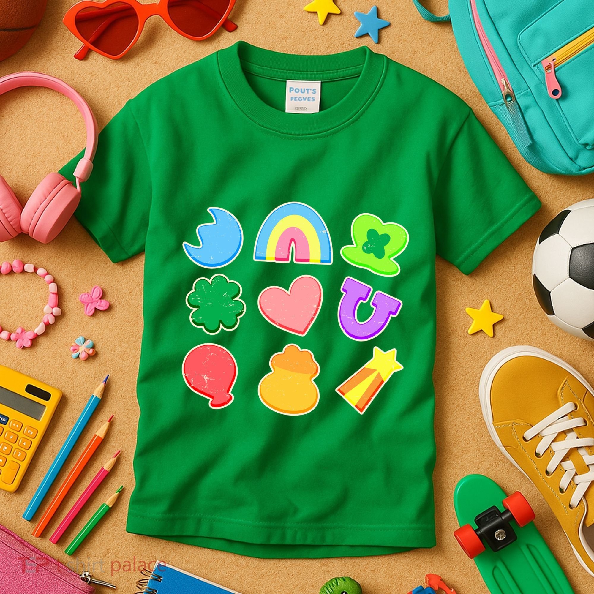 Cute St Patricks Day Marshmallow Shapes Kids T-Shirt