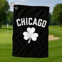 Chicago, St Patrick's Day Patty's Day Shamrock Tee Golf Towel thumb 1