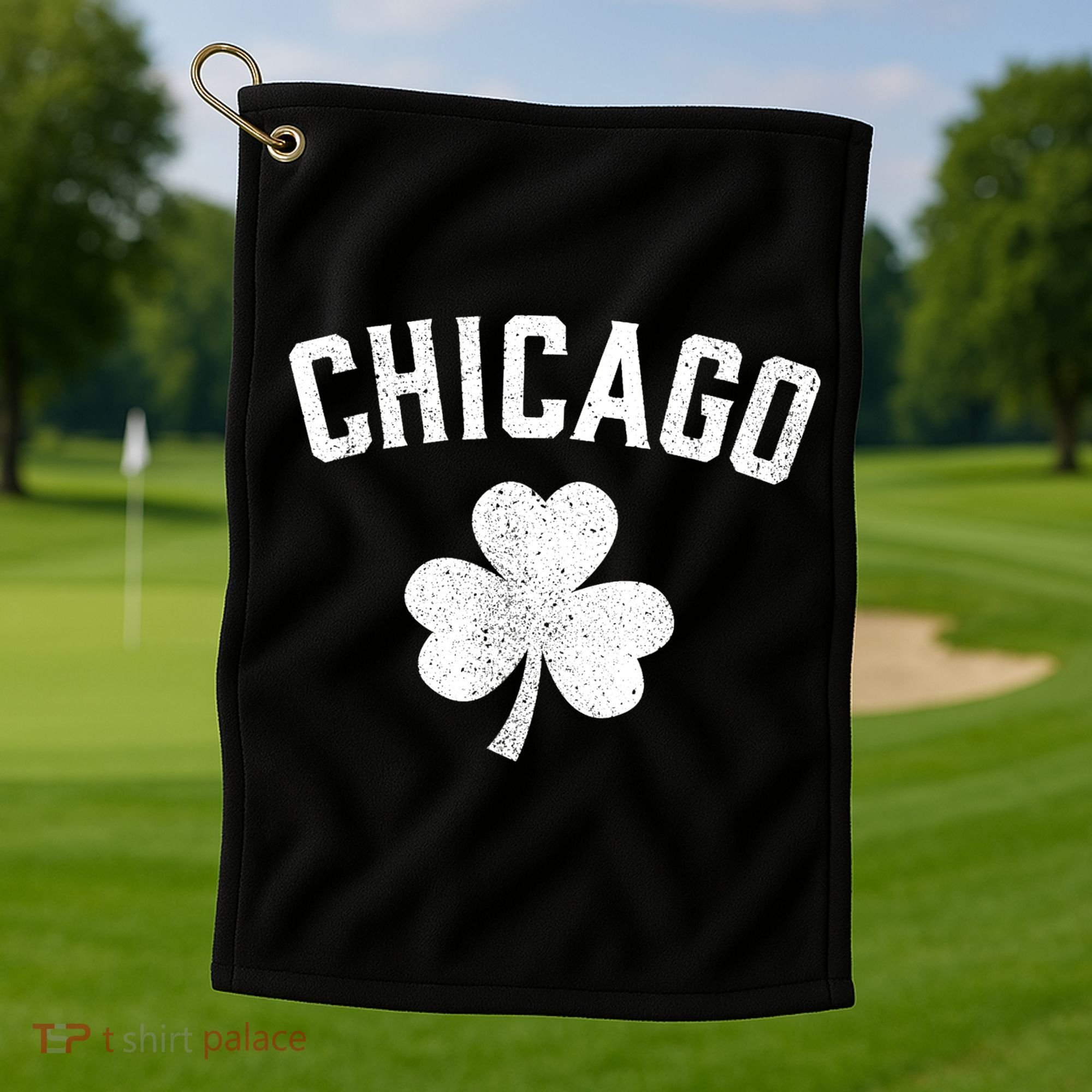 Chicago, St Patrick's Day Patty's Day Shamrock Tee Golf Towel