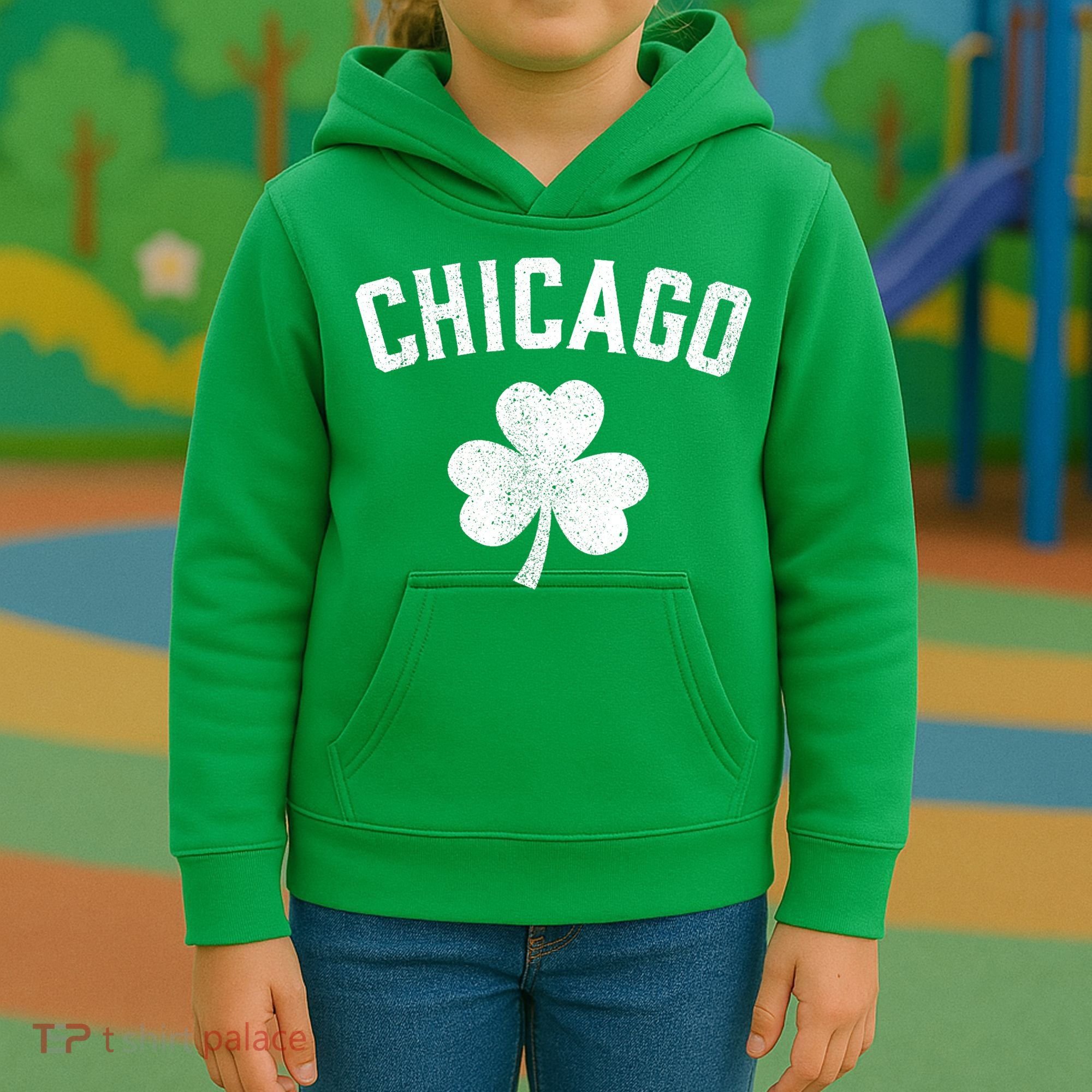 Chicago, St Patrick's Day Patty's Day Shamrock Tee Kids Hoodie