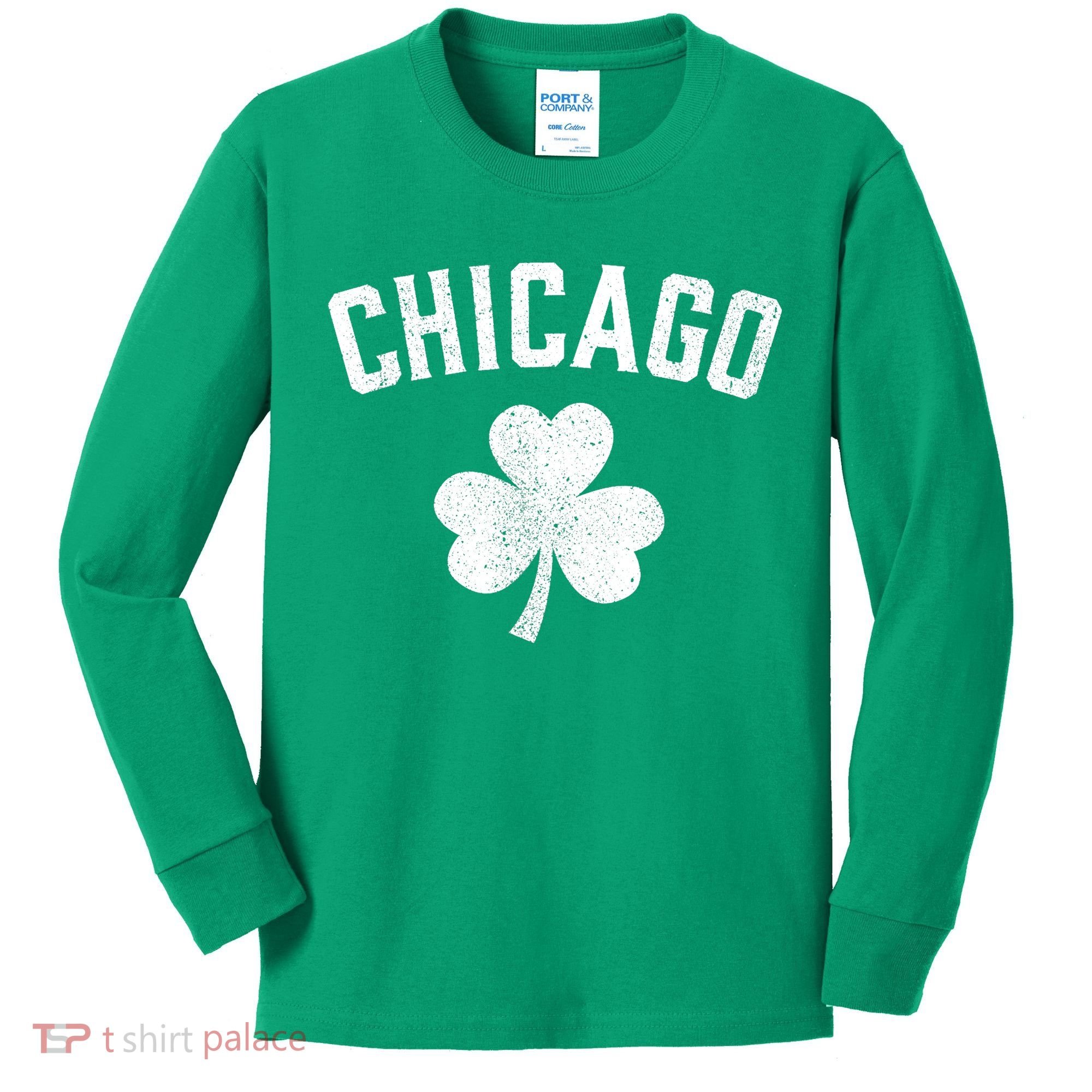 Chicago, St Patrick's Day Patty's Day Shamrock Tee Kids Long Sleeve Shirt