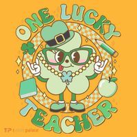 Cute St Patricks Day One Lucky Teacher Retro Cartoon Shamrock Clover Hoodie thumb 2