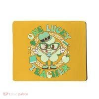 Cute St Patricks Day One Lucky Teacher Retro Cartoon Shamrock Clover Mousepad thumb 0