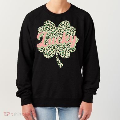 Cute St Patrick's Day Lucky Leopard Print Shamrock Clover Women's Sweatshirt