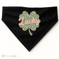 Cute St Patrick's Day Lucky Leopard Print Shamrock Clover USA-Made Doggie Bandana thumb 0