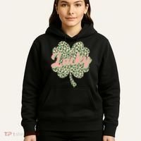 Cute St Patrick's Day Lucky Leopard Print Shamrock Clover Hoodie thumb 5