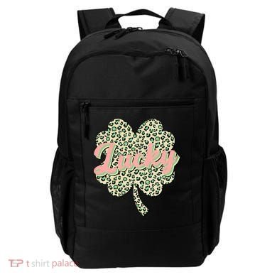 Cute St Patrick's Day Lucky Leopard Print Shamrock Clover Backpack