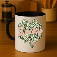 Cute St Patrick's Day Lucky Leopard Print Shamrock Clover Coffee Mug thumb 4