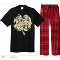 Cute St Patrick's Day Lucky Leopard Print Shamrock Clover Pajama Set thumb 0
