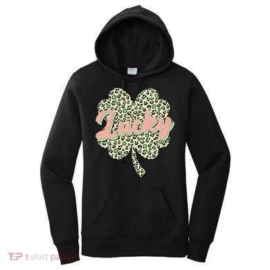 Cute St Patrick's Day Lucky Leopard Print Shamrock Clover Women's Hoodie