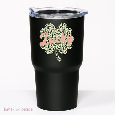 Cute St Patrick's Day Lucky Leopard Print Shamrock Clover Tumbler