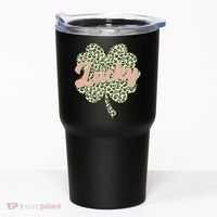 Cute St Patrick's Day Lucky Leopard Print Shamrock Clover Tumbler thumb 0