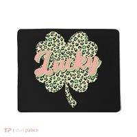 Cute St Patrick's Day Lucky Leopard Print Shamrock Clover Mousepad thumb 0