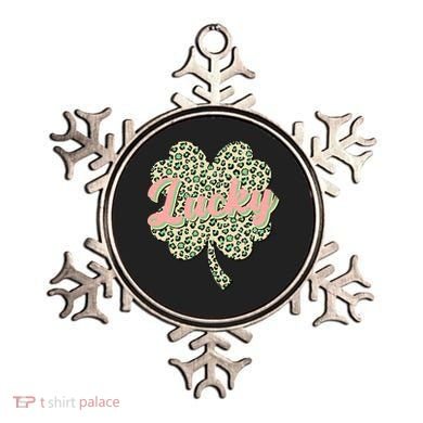 Cute St Patrick's Day Lucky Leopard Print Shamrock Clover Ornament