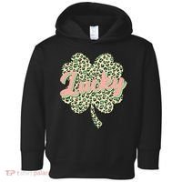 Cute St Patrick's Day Lucky Leopard Print Shamrock Clover Toddler Hoodie thumb 0
