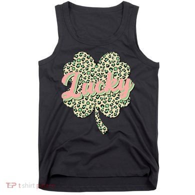 Cute St Patrick's Day Lucky Leopard Print Shamrock Clover Tank Top