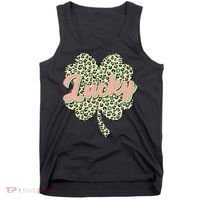 Cute St Patrick's Day Lucky Leopard Print Shamrock Clover Tank Top thumb 0