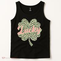 Cute St Patrick's Day Lucky Leopard Print Shamrock Clover Tank Top thumb 2
