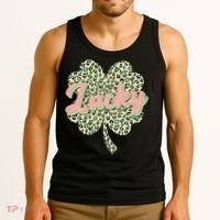 Cute St Patrick's Day Lucky Leopard Print Shamrock Clover Tank Top thumb 3