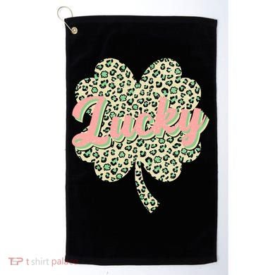 Cute St Patrick's Day Lucky Leopard Print Shamrock Clover Golf Towel
