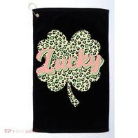 Cute St Patrick's Day Lucky Leopard Print Shamrock Clover Golf Towel thumb 0
