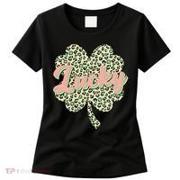 Cute St Patrick's Day Lucky Leopard Print Shamrock Clover Women's T-Shirt thumb 0