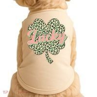 Cute St Patrick's Day Lucky Leopard Print Shamrock Clover Doggie Tank thumb 0