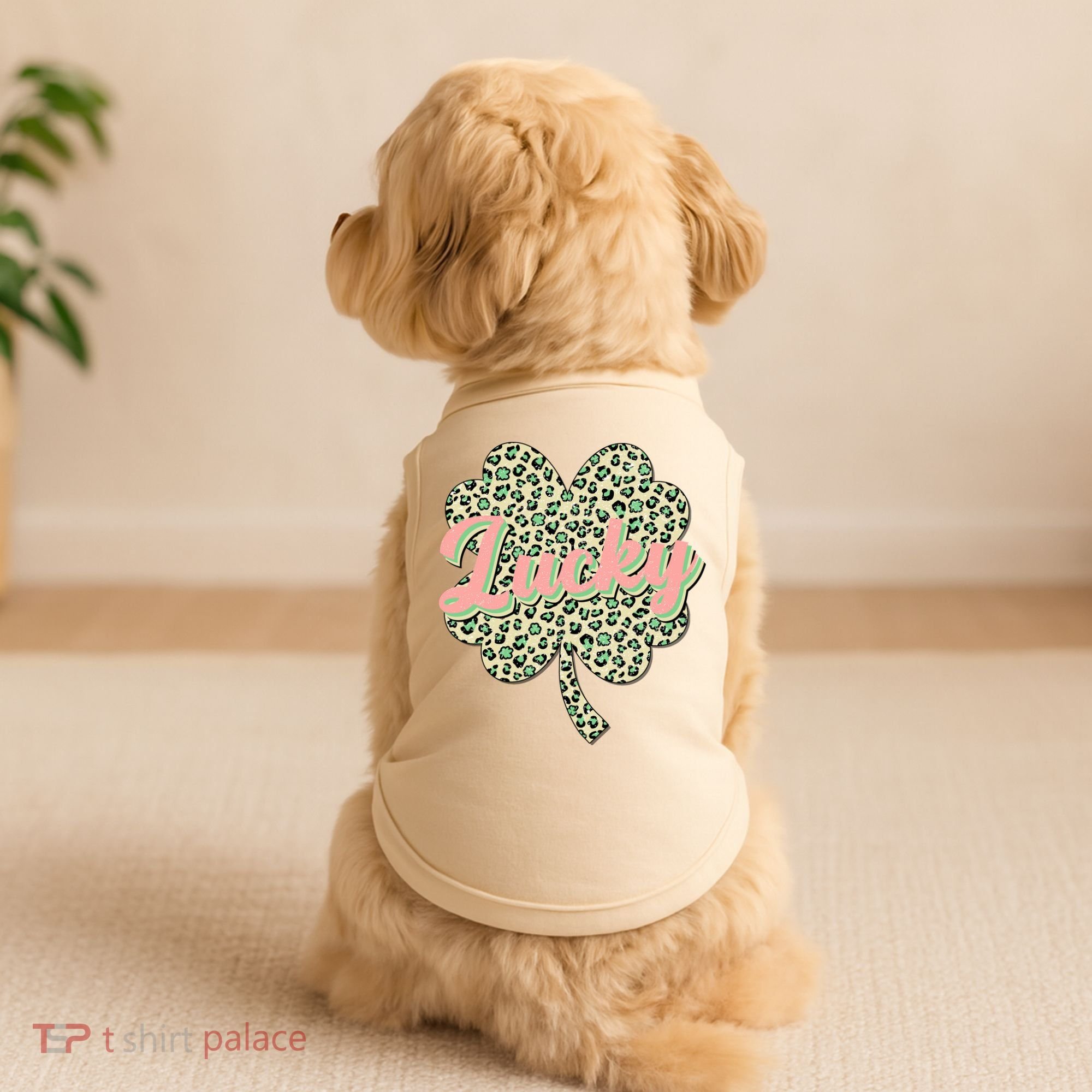 Cute St Patrick's Day Lucky Leopard Print Shamrock Clover Doggie Tank