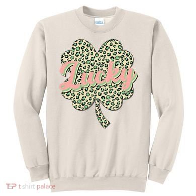 Cute St Patrick's Day Lucky Leopard Print Shamrock Clover Sweatshirt