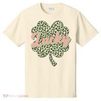 Cute St Patrick's Day Lucky Leopard Print Shamrock Clover T-Shirt thumb 0