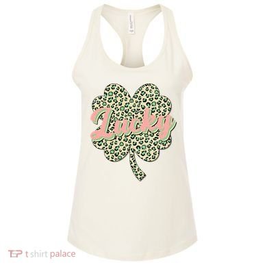 Cute St Patrick's Day Lucky Leopard Print Shamrock Clover Women's Tank Top