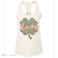 Cute St Patrick's Day Lucky Leopard Print Shamrock Clover Women's Tank Top thumb 0