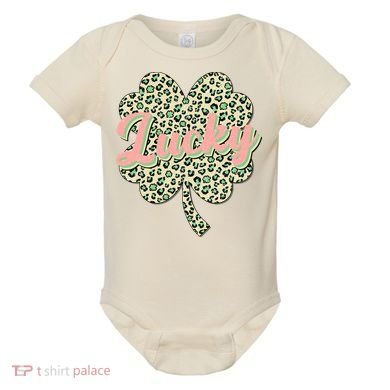 Cute St Patrick's Day Lucky Leopard Print Shamrock Clover Baby Bodysuit