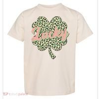 Cute St Patrick's Day Lucky Leopard Print Shamrock Clover Toddler T-Shirt thumb 0