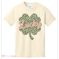 Cute St Patrick's Day Lucky Leopard Print Shamrock Clover Kids T-Shirt thumb 0