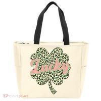 Cute St Patrick's Day Lucky Leopard Print Shamrock Clover Tote Bag thumb 0