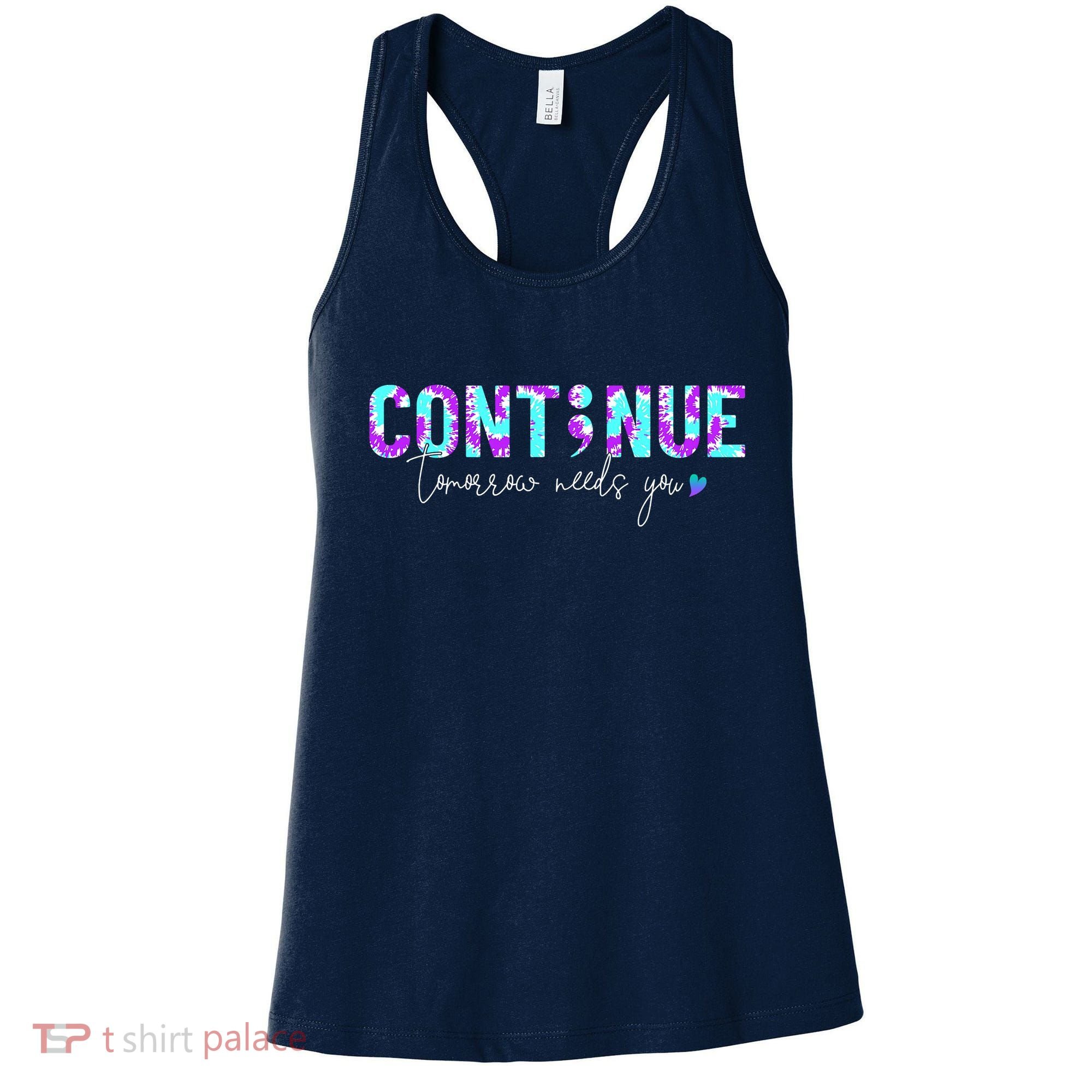 Continue Suicide Prevention Awareness Tie Dye Semicolon Women's Tank Top