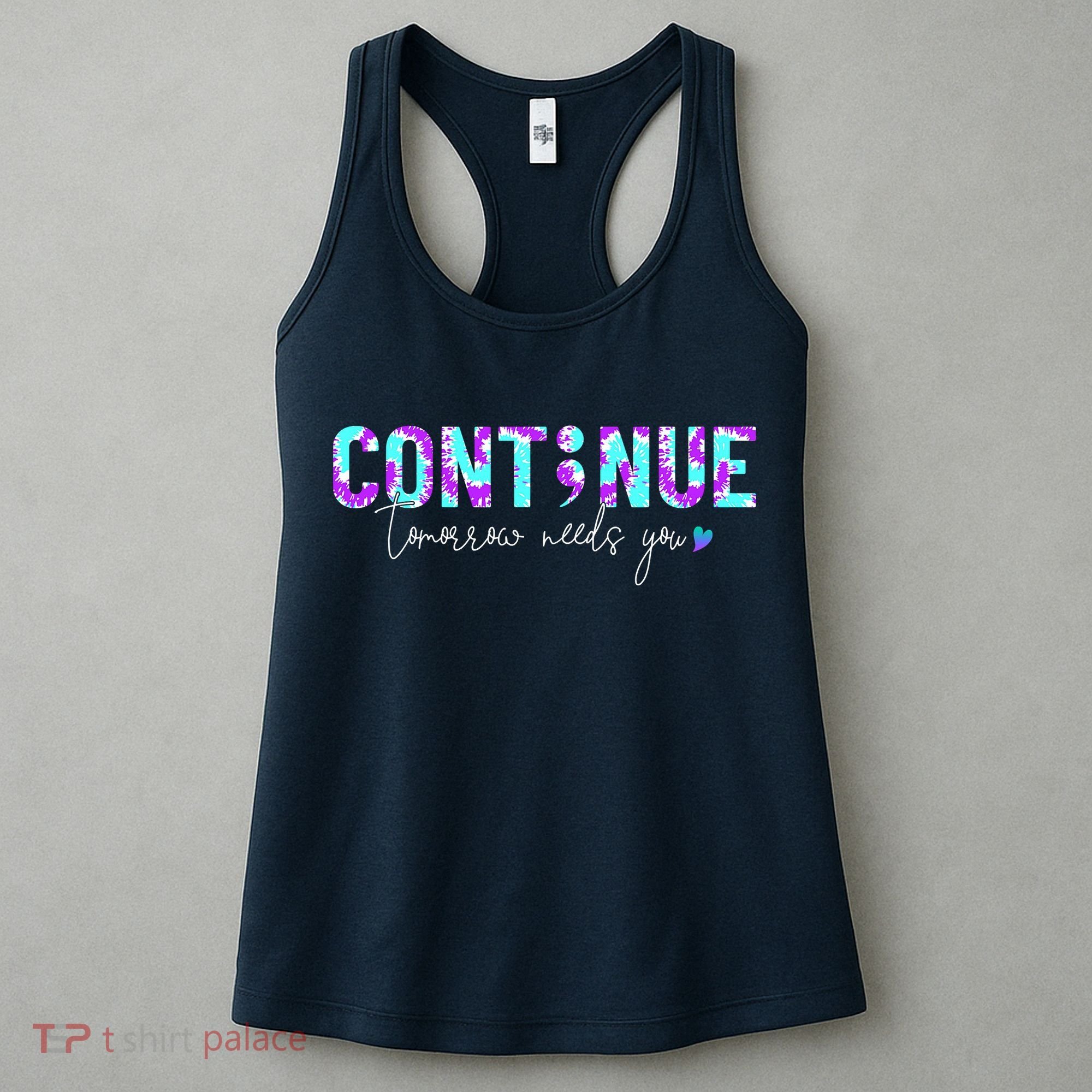 Continue Suicide Prevention Awareness Tie Dye Semicolon Women's Tank Top