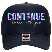 Continue Suicide Prevention Awareness Tie Dye Semicolon Hat thumb 0