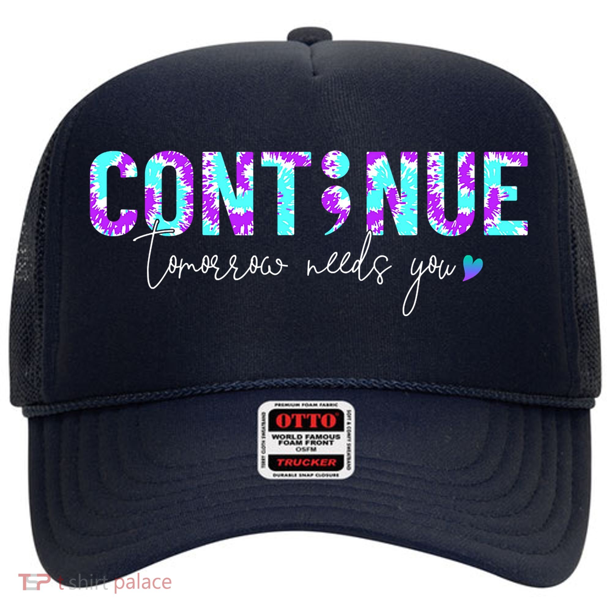 Continue Suicide Prevention Awareness Tie Dye Semicolon Hat