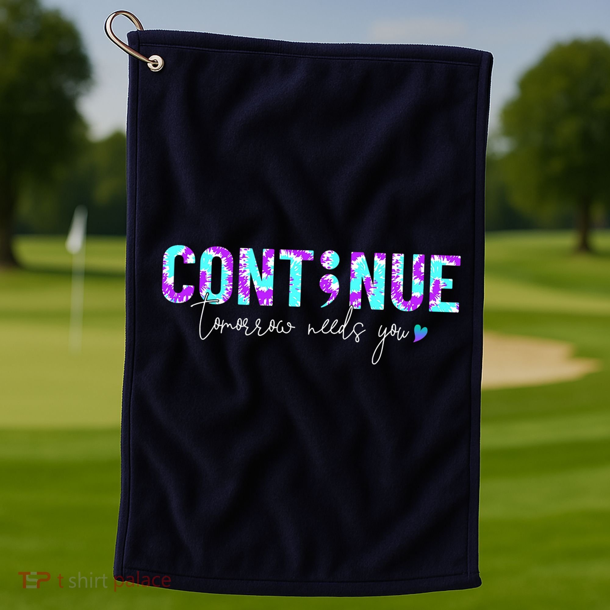 Continue Suicide Prevention Awareness Tie Dye Semicolon Golf Towel