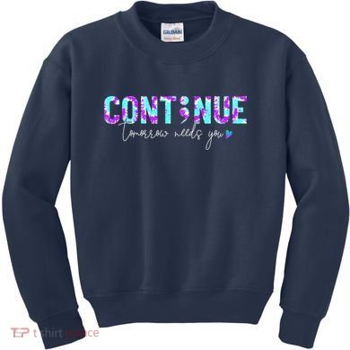 Continue Suicide Prevention Awareness Tie Dye Semicolon Kids Sweatshirt