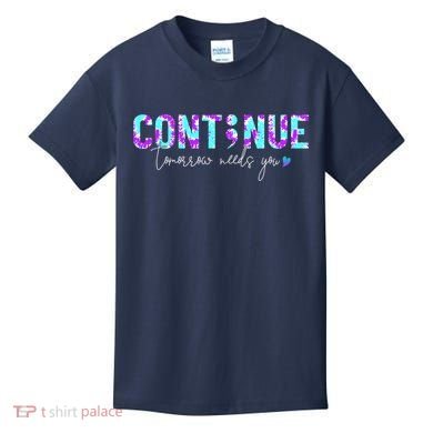 Continue Suicide Prevention Awareness Tie Dye Semicolon Kids T-Shirt