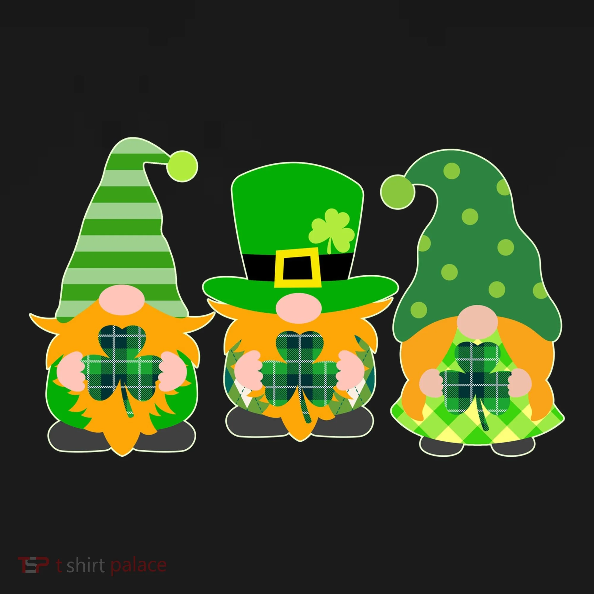 Cute St Patrick's Day Shamrock Gnomes Multi Patterns Doggie Tank