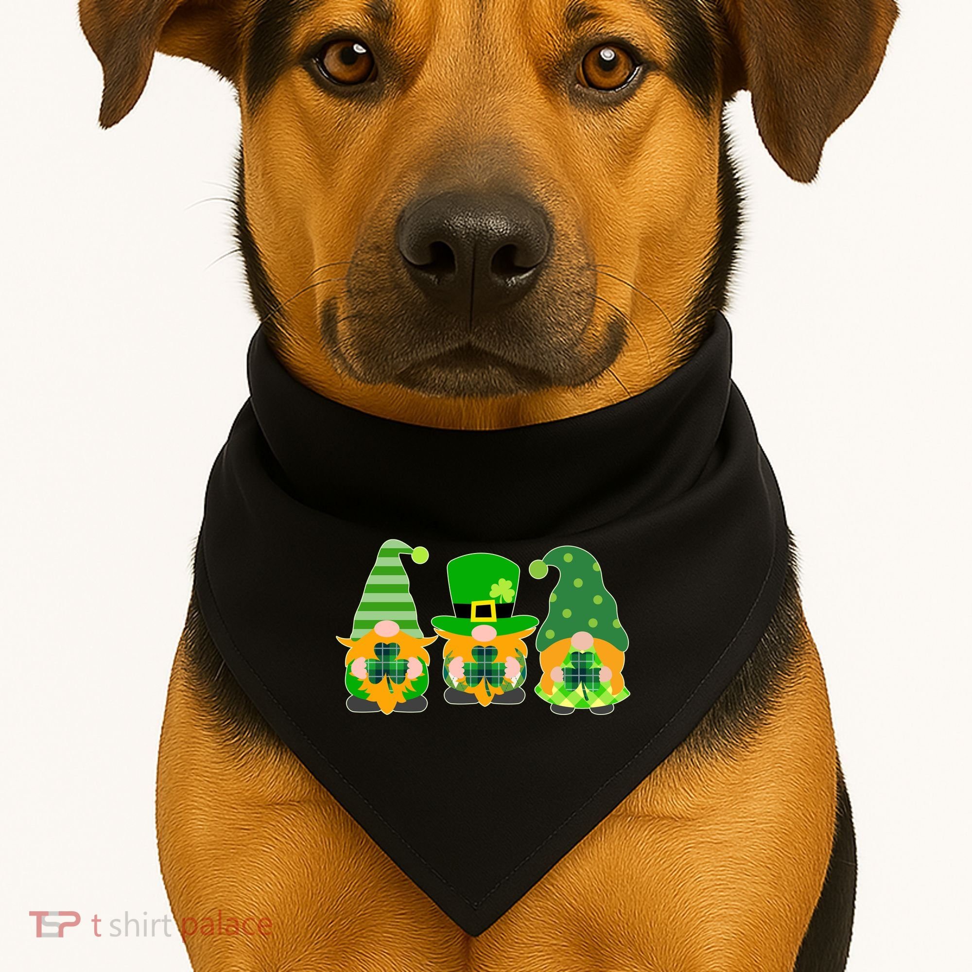 Cute St Patrick's Day Shamrock Gnomes Multi Patterns USA-Made Doggie Bandana